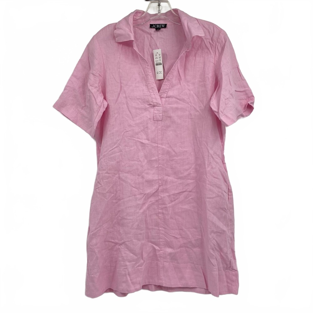 J. Crew Pink Linen Short Sleeve Mini Dress | Women’s XS Regular